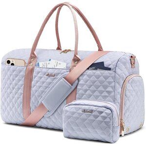 Duffle Bag with Shoe Compartment, Blue Pink